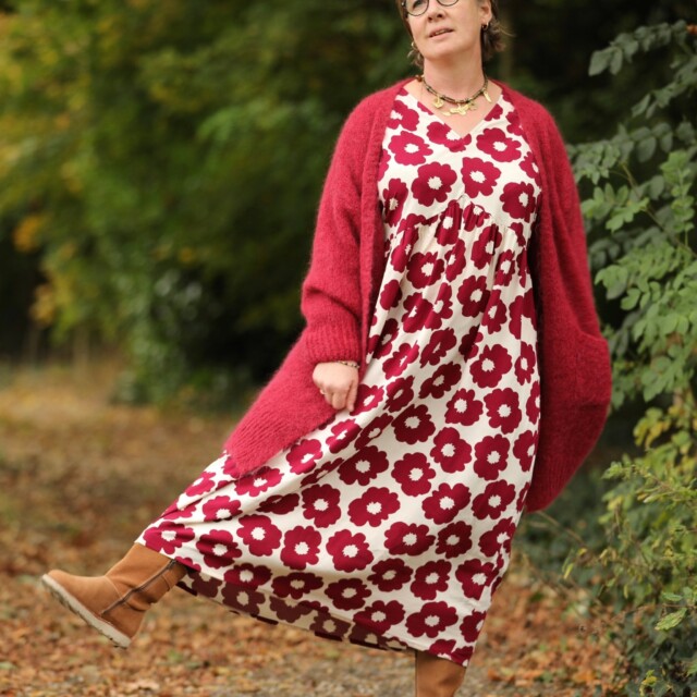 Quintessence - Robe Edonie manches longues - Viscose Fleur Grenade