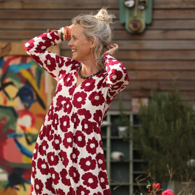 Quintessence - Robe Edonie manches longues - Viscose Fleur Grenade