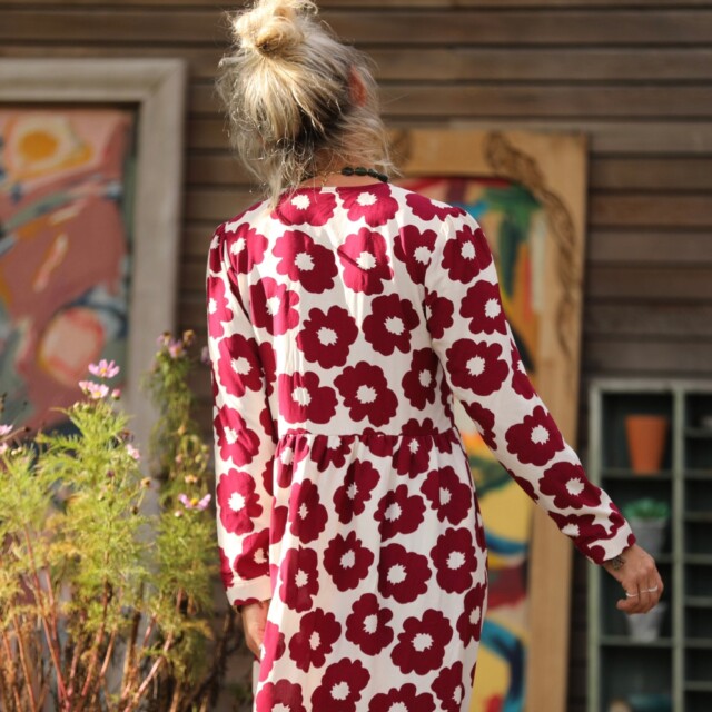 Quintessence - Robe Edonie manches longues - Viscose Fleur Grenade