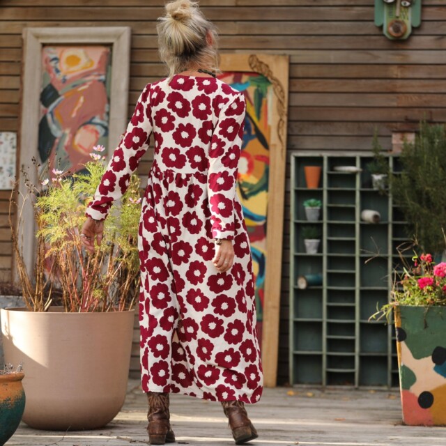 Quintessence - Robe Edonie manches longues - Viscose Fleur Grenade