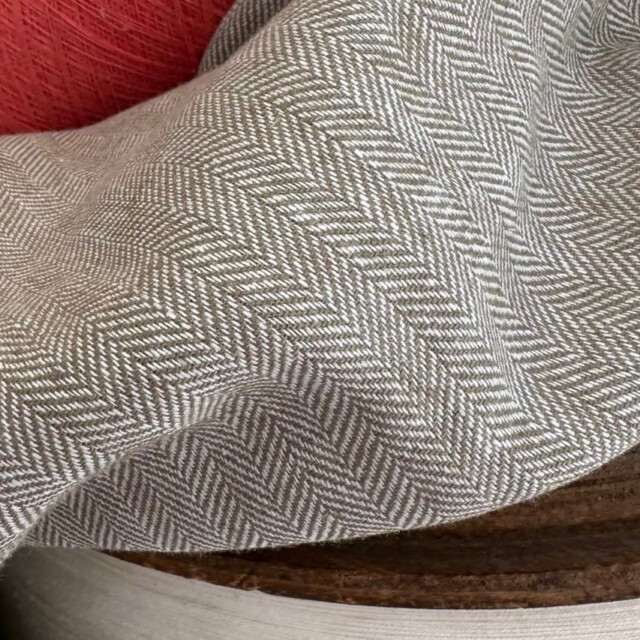 Quintessence - Robe Kalaya - chevron lin/coton kaki-ivoire