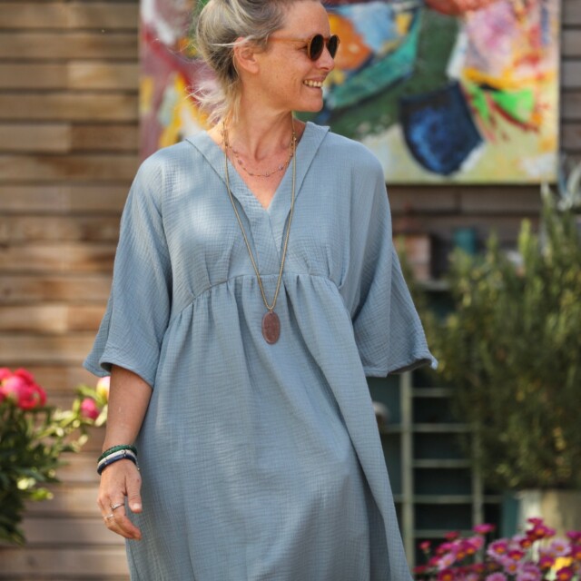 Quintessence - Robe Kalaya - double gaze de coton bleu navy