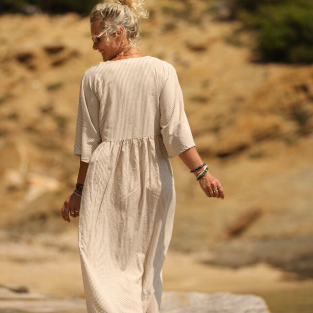 Quintessence - Robe Kalaya - rayure de coton ficelle