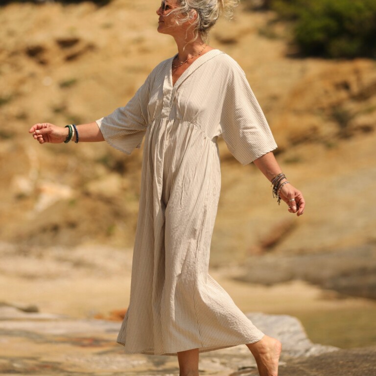 Quintessence - Robe Kalaya - rayure de coton ficelle