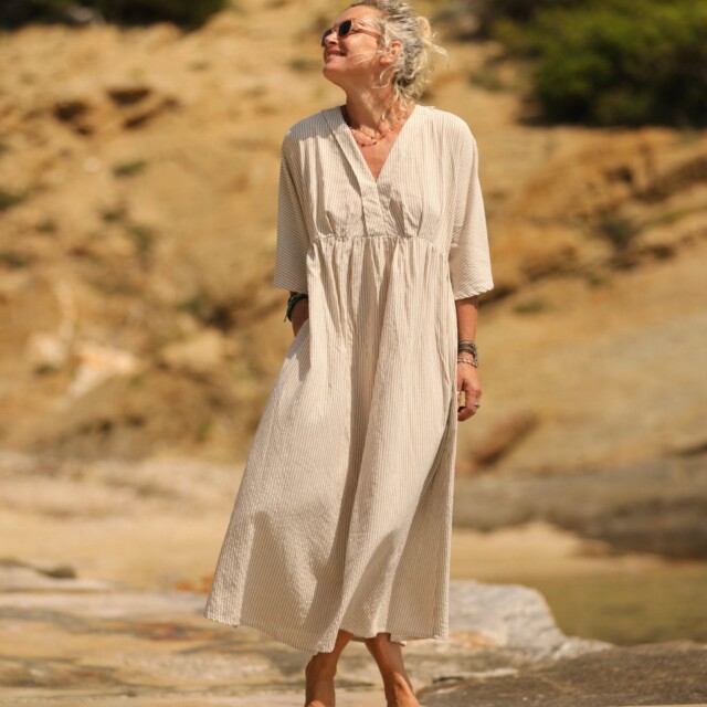 Quintessence - Robe Kalaya - rayure de coton ficelle