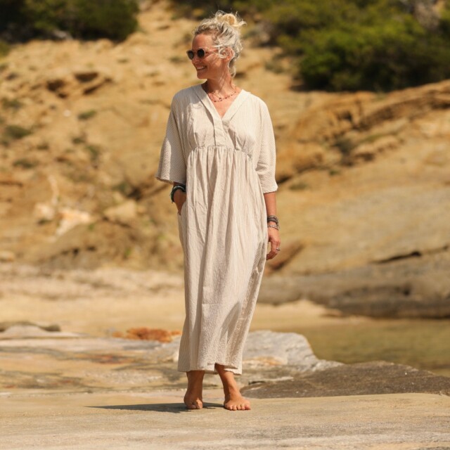 Quintessence - Robe Kalaya - rayure de coton ficelle