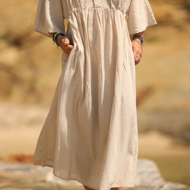 Quintessence - Robe Kalaya - rayure de coton ficelle