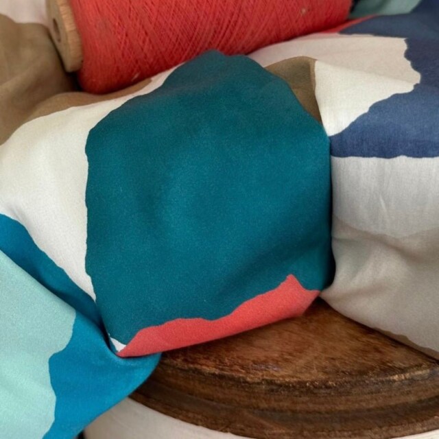 Quintessence - Robe Kalaya - satin de coton Aquarelle boréale