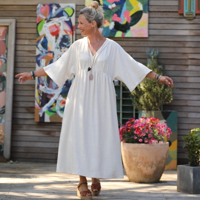 Quintessence - Robe Kalaya - viscose/lin ficelle