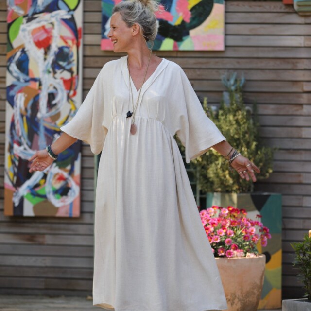 Quintessence - Robe Kalaya - viscose/lin ficelle