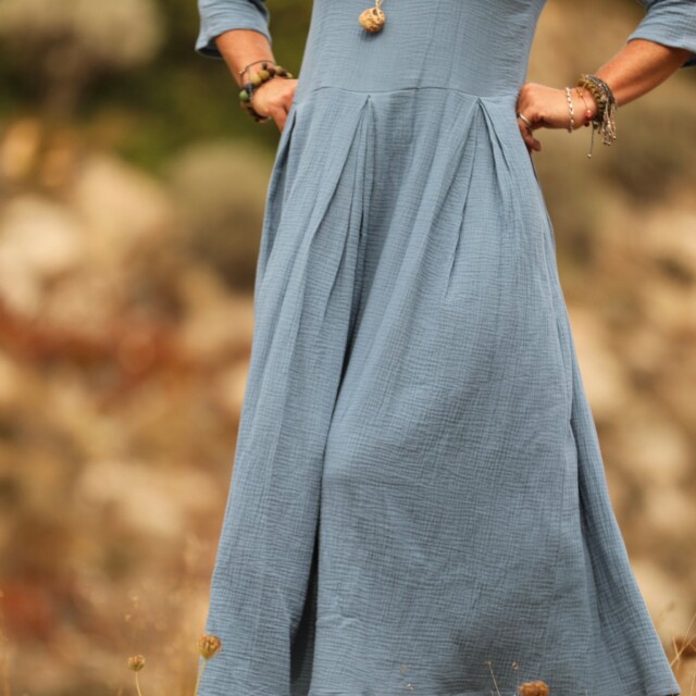 Quintessence - Robe Louisa double gaze de coton bleu navy