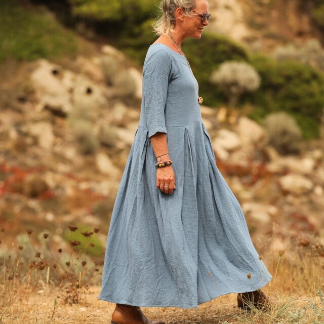 Quintessence - Robe Louisa double gaze de coton bleu navy