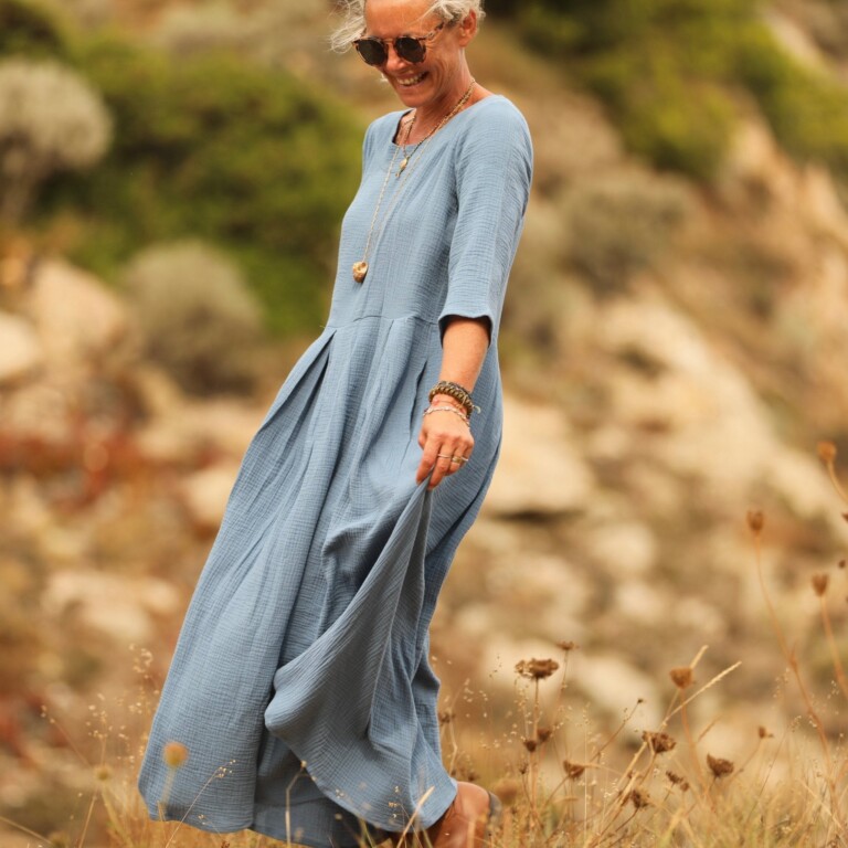 Quintessence - Robe Louisa double gaze de coton bleu navy