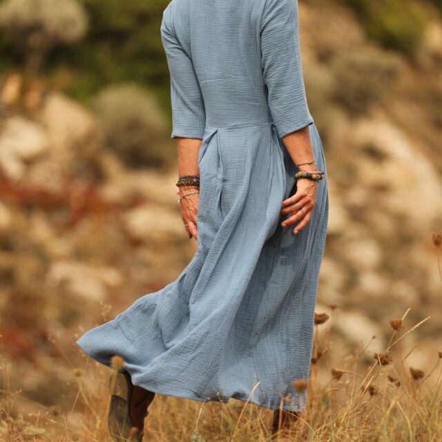 Quintessence - Robe Louisa double gaze de coton bleu navy