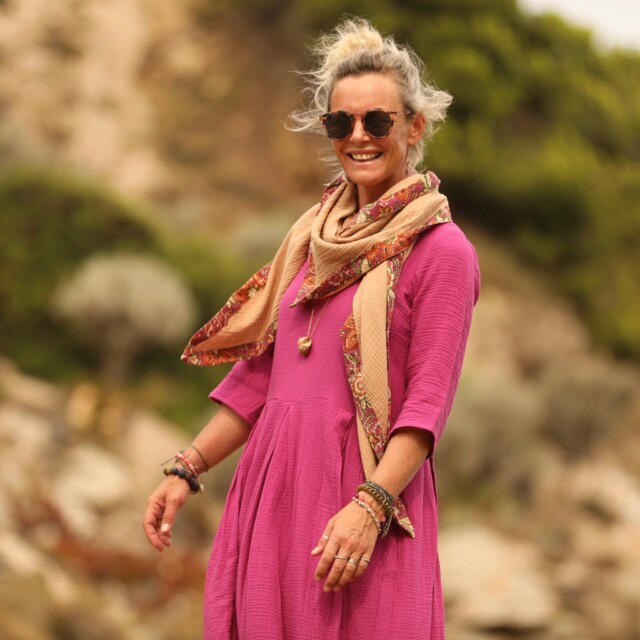 Quintessence - Robe Louisa double gaze de coton bougainvillier