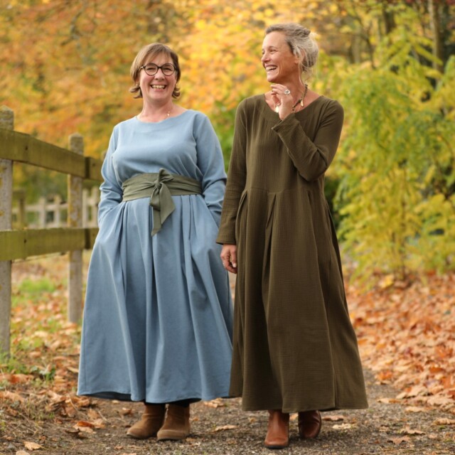 Quintessence - Robe Louisa - jean de coton bleu stone