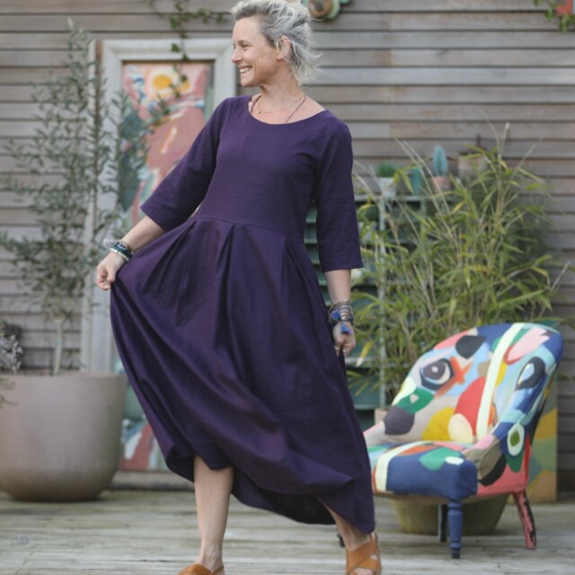 Quintessence - Robe Louisa manches 3/4 lin lilas