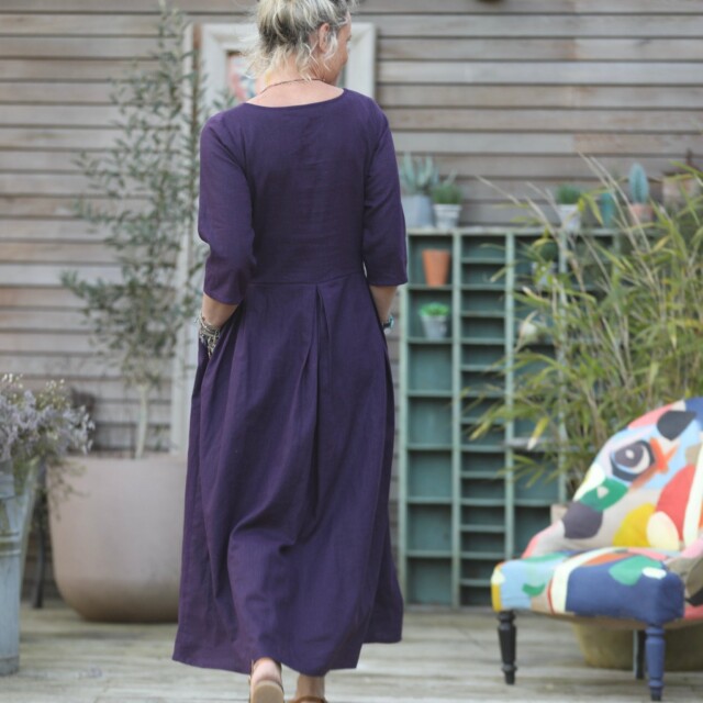 Quintessence - Robe Louisa manches 3/4 lin lilas