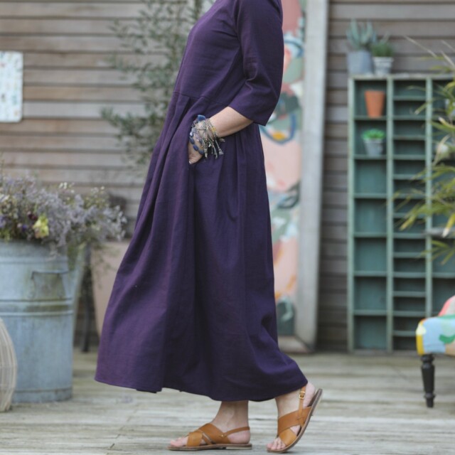 Quintessence - Robe Louisa manches 3/4 lin lilas