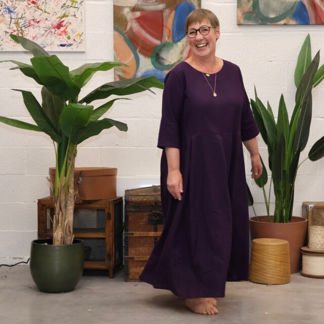 Quintessence - Robe Louisa manches 3/4 lin lilas