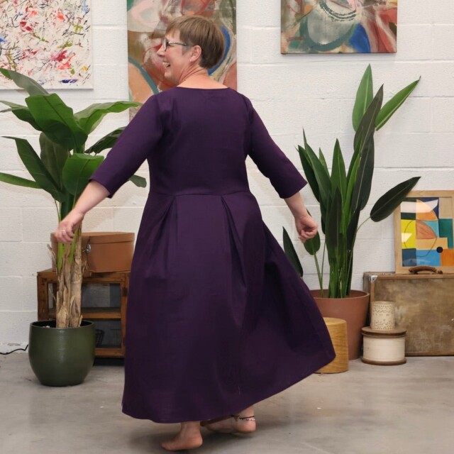 Quintessence - Robe Louisa manches 3/4 lin lilas