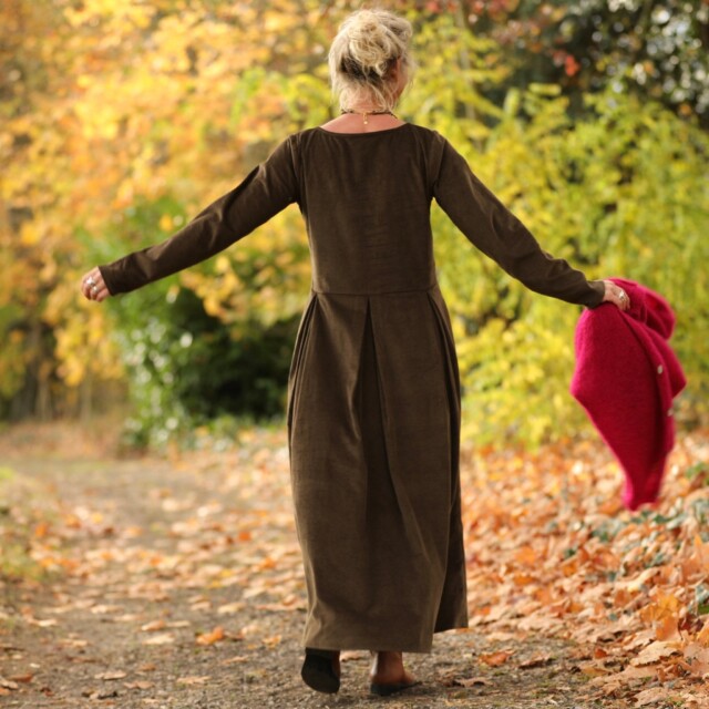 Quintessence - Robe Louisa - velours côtelé moka