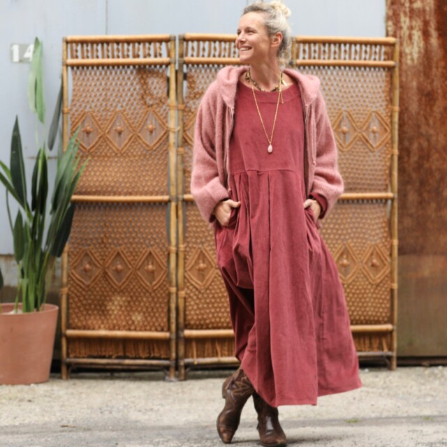 Quintessence - Robe Louisa - velours côtelé terracotta