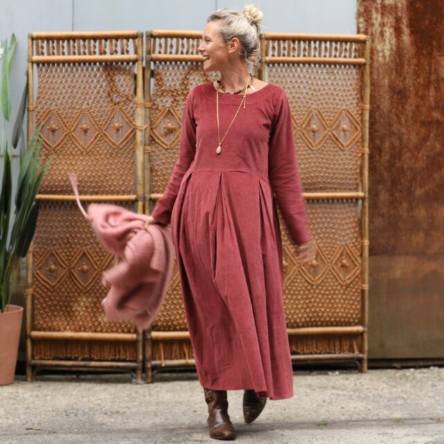 Quintessence - Robe Louisa - velours côtelé terracotta