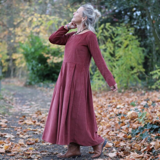Quintessence - Robe Louisa - velours côtelé terracotta