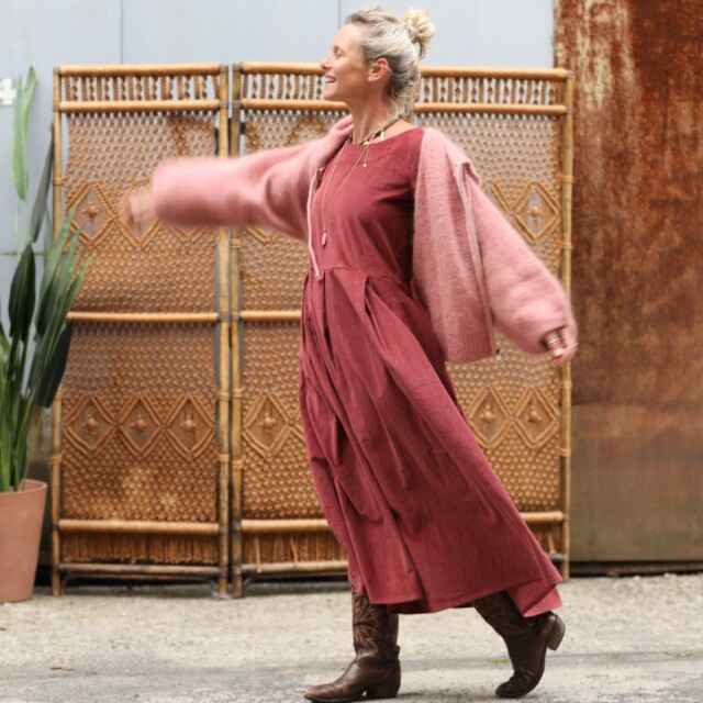 Quintessence - Robe Louisa - velours côtelé terracotta