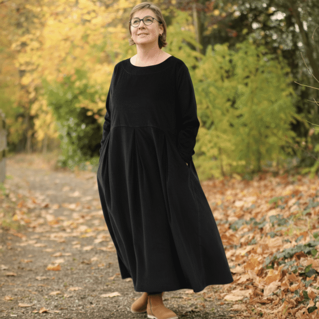 Quintessence - Robe Louisa - velours milleraies noir