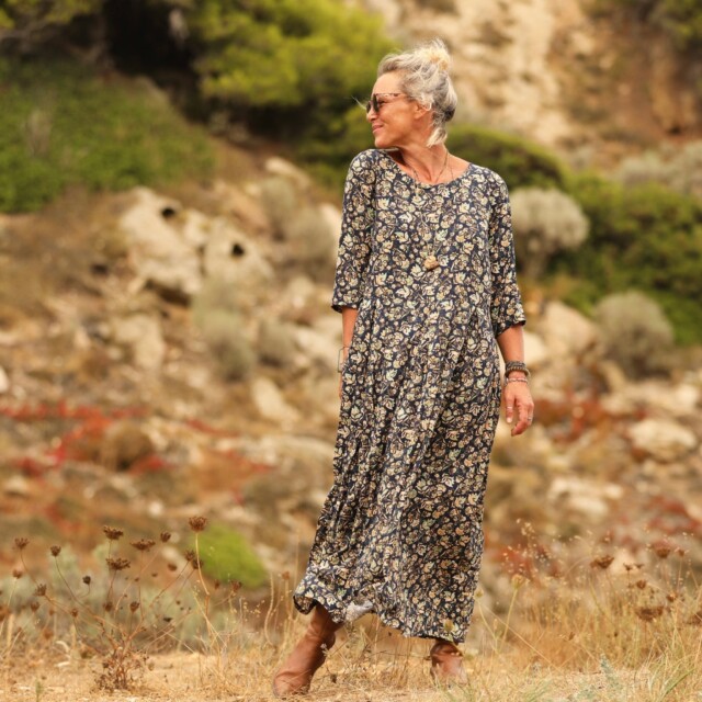 Quintessence - Robe Louisa viscose Aube bleue