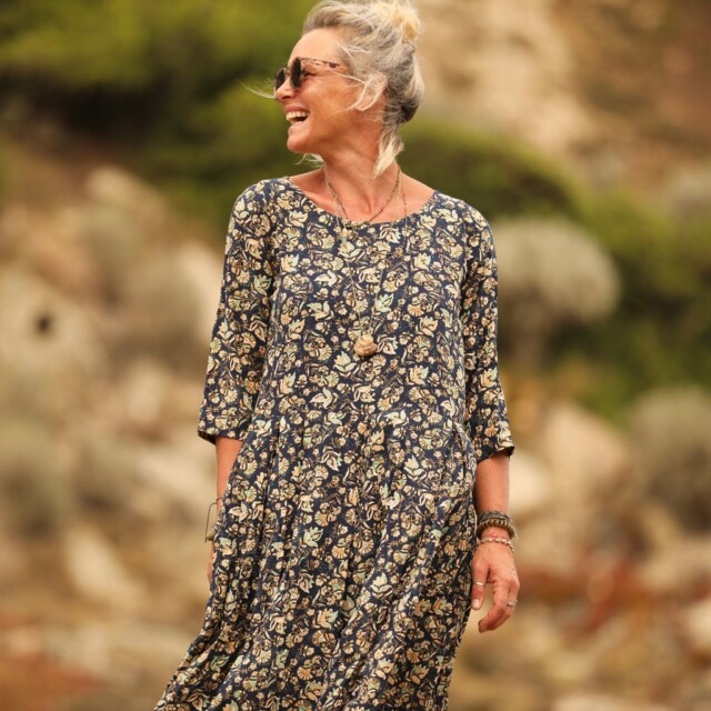 Quintessence - Robe Louisa viscose Aube bleue