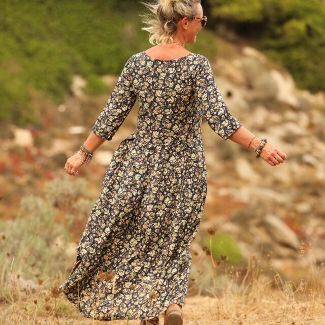 Quintessence - Robe Louisa viscose Aube bleue