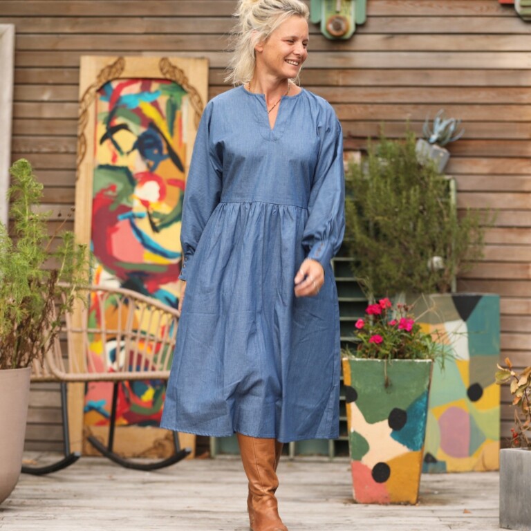 Quintessence - Robe Orlane - jean de coton bleu