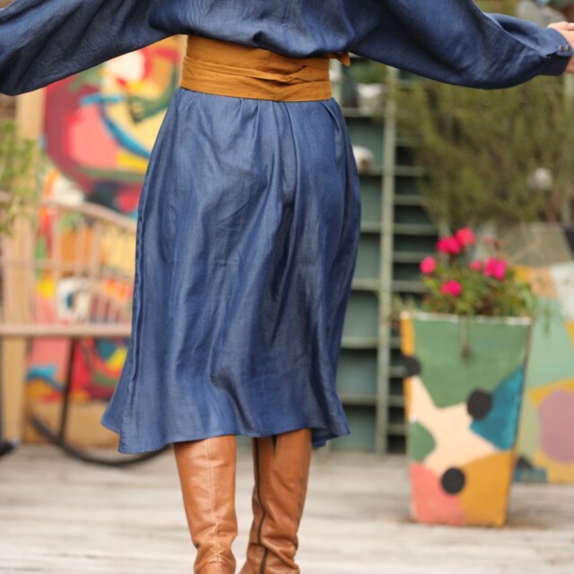 Quintessence - Robe Orlane - lyocell denim bleu