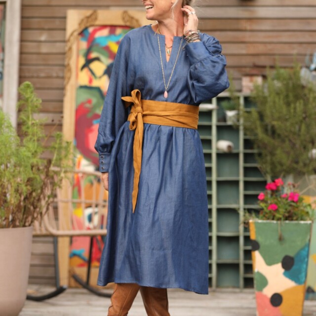 Quintessence - Robe Orlane - lyocell denim bleu