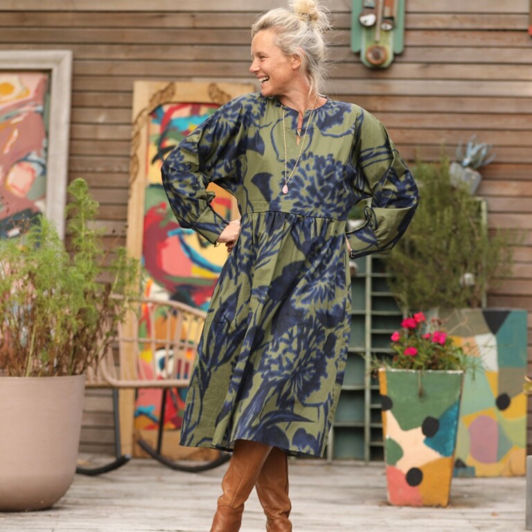 Quintessence - Robe Orlane - satin de coton Ondée botanique