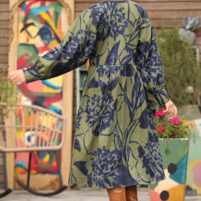 Quintessence - Robe Orlane - satin de coton Ondée botanique