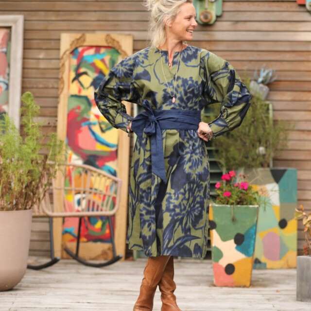 Quintessence - Robe Orlane - satin de coton Ondée botanique