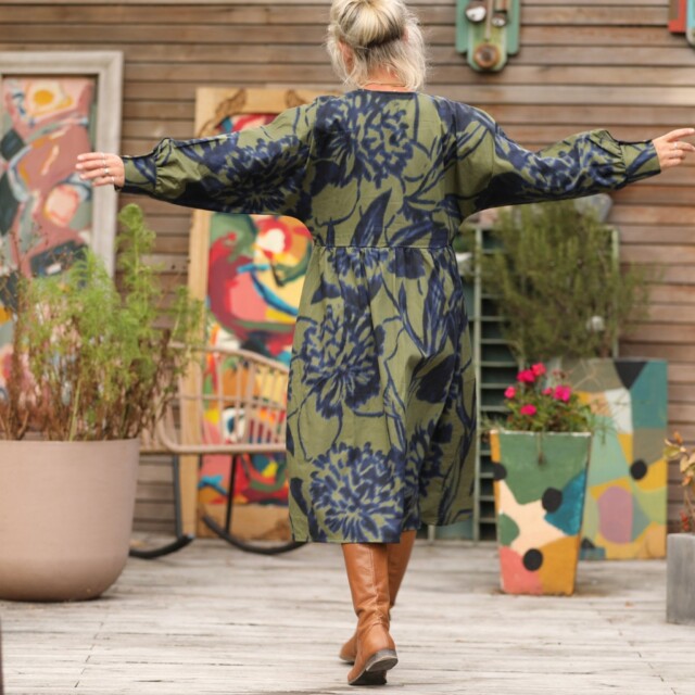 Quintessence - Robe Orlane - satin de coton Ondée botanique