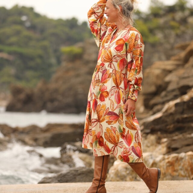 Quintessence - Robe Orlane - satin de coton poésie d’automne