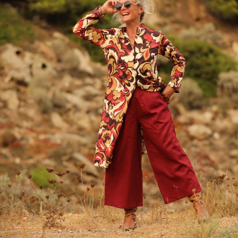 Quintessence - Robe Yuna -  satin de coton Éclat Grenat