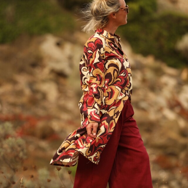 Quintessence - Robe Yuna -  satin de coton Éclat Grenat