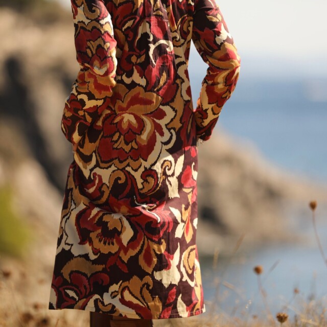 Quintessence - Robe Yuna -  satin de coton Éclat Grenat