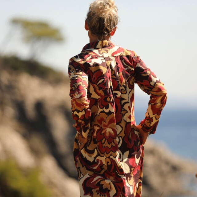 Quintessence - Robe Yuna -  satin de coton Éclat Grenat