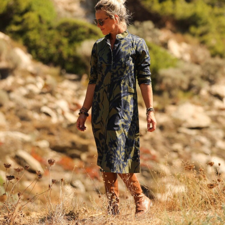 Quintessence - Robe Yuna -  satin de coton Ondée botanique
