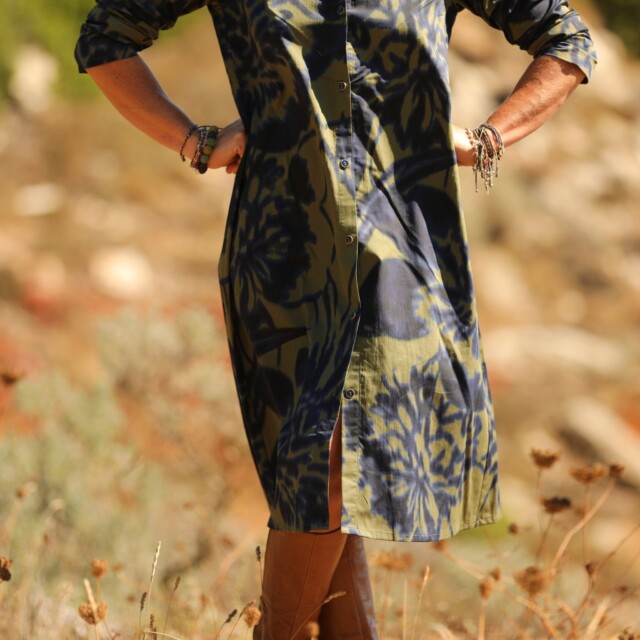 Quintessence - Robe Yuna -  satin de coton Ondée botanique