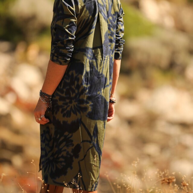 Quintessence - Robe Yuna -  satin de coton Ondée botanique