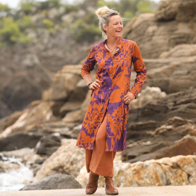 Quintessence - Robe Yuna -  satin de coton Prunelle d’Ambre